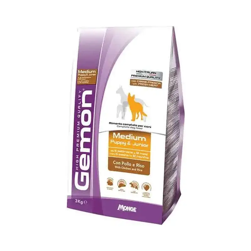 Gemon medium puppy & junior con pollo e riso - cibo secco per cani 3 kg