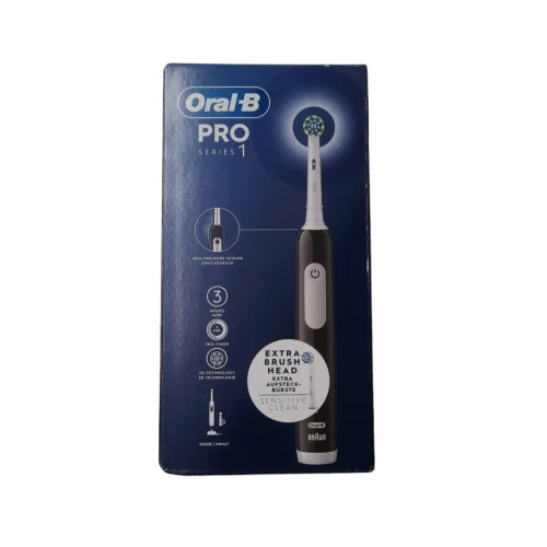ORAL-B PRO 1 NERO Spazzolino Elettrico + 1 Testina di Ricambio