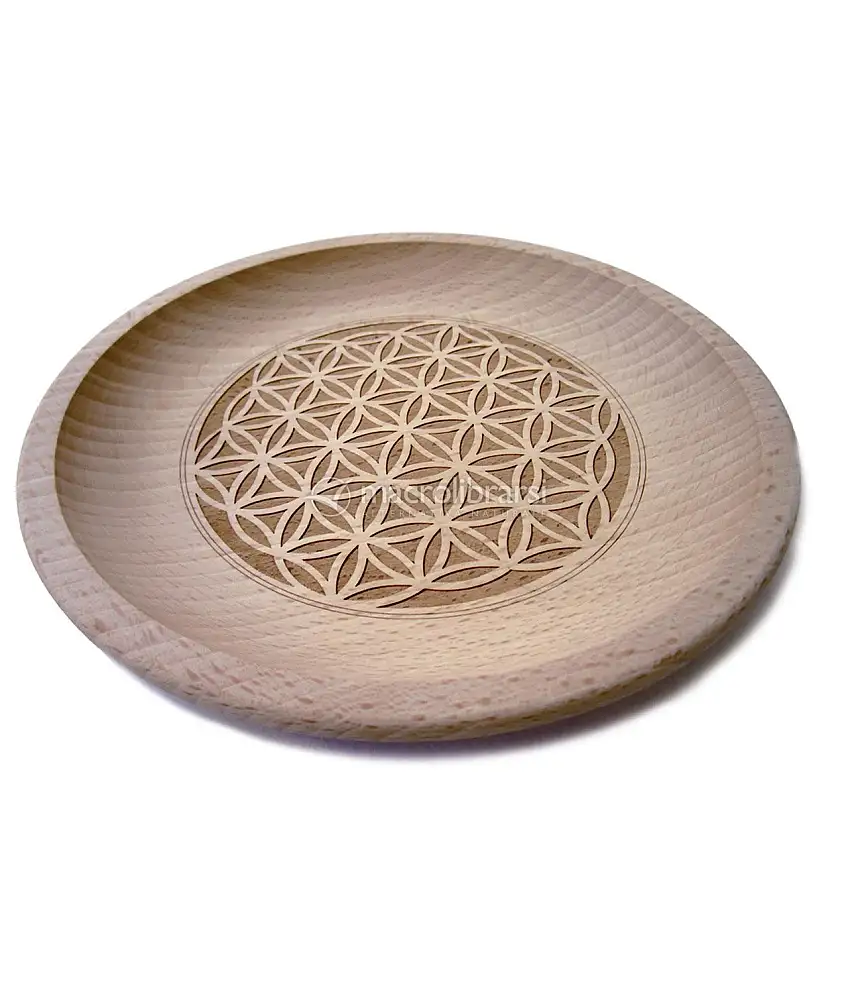 Piatto in Legno Fiore della Vita per Cristalli