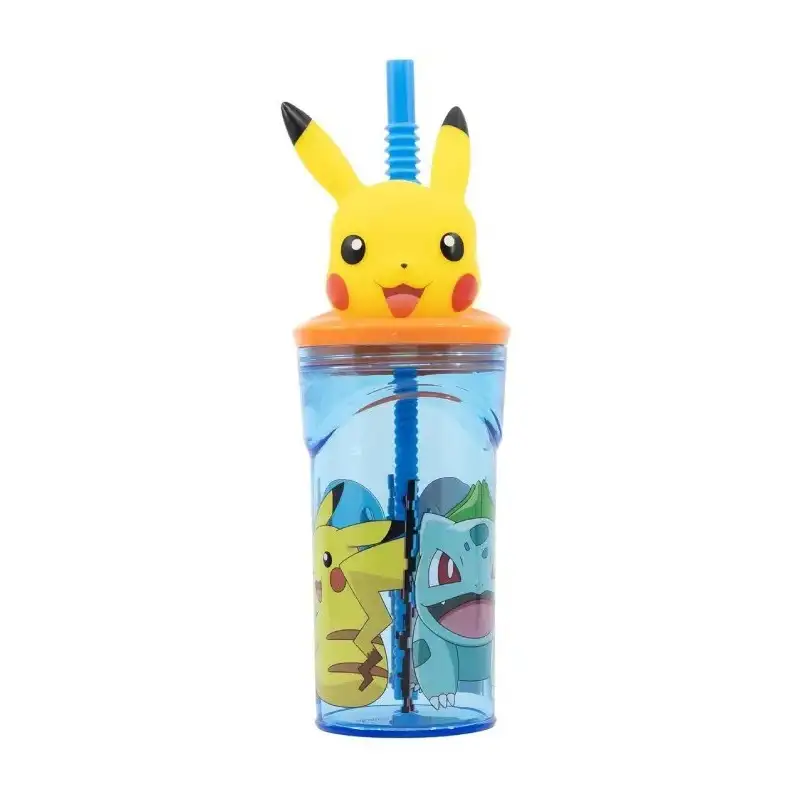 Stor Pokémon - bicchiere in plastica con cannuccia per bambini 360 ml