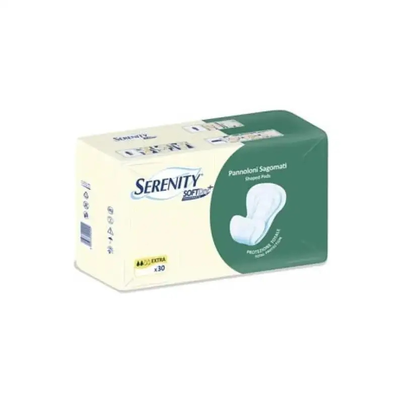 Serenity soft dry+ - 30 pannoloni assorbenti sagomati con aloe per incontinenza extra