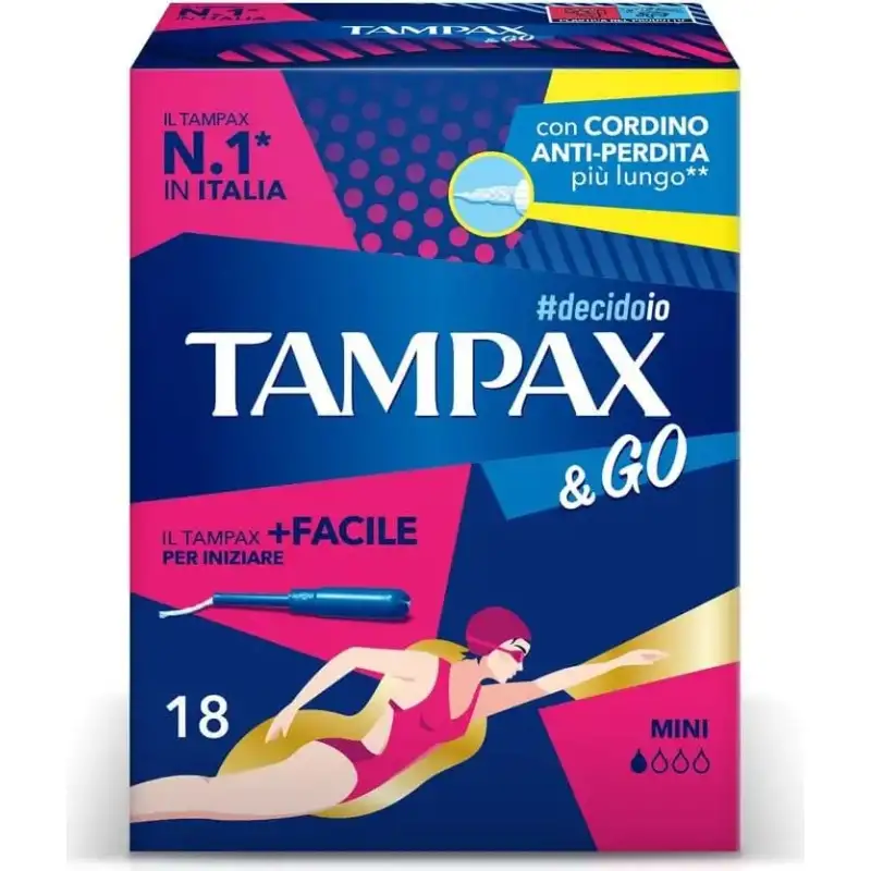 Tampax & go - 18 tamponi mini per flussi da molto leggeri a leggeri